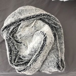 Gray fuzzy infinity scarf